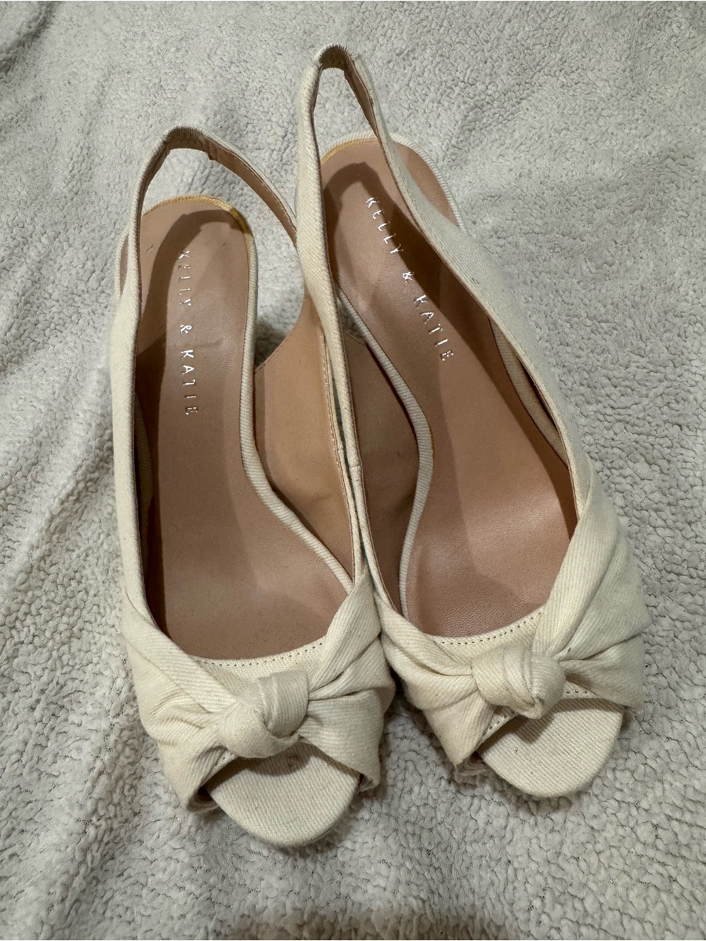 Kelly & Katie Cream Knot Peep-Toe Slingback Pumps